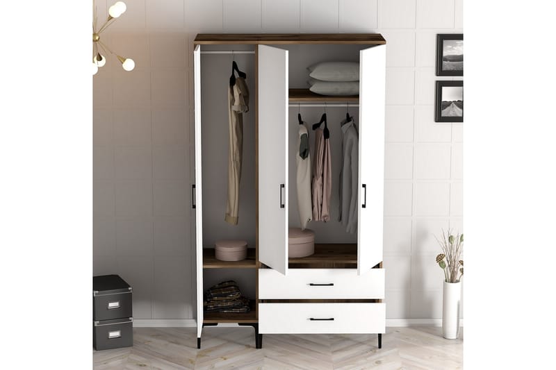 Garderobe Kumsal 120 cm - Brun/Hvit - Oppbevaring - Garderober & garderobesystem