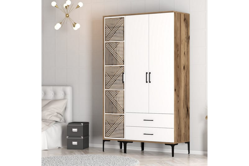 Garderobe Kumsal 120 cm - Brun/Hvit - Oppbevaring - Garderober & garderobesystem