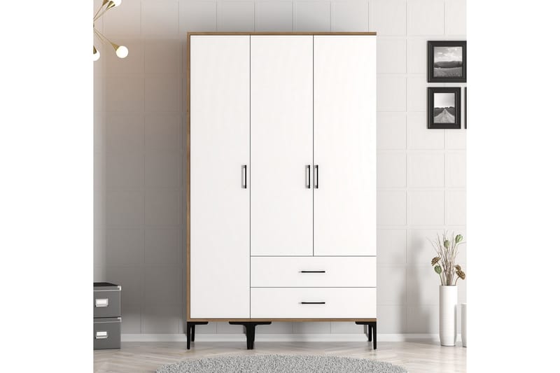 Garderobe Kumsal 120 cm - Brun/Hvit - Oppbevaring - Garderober & garderobesystem