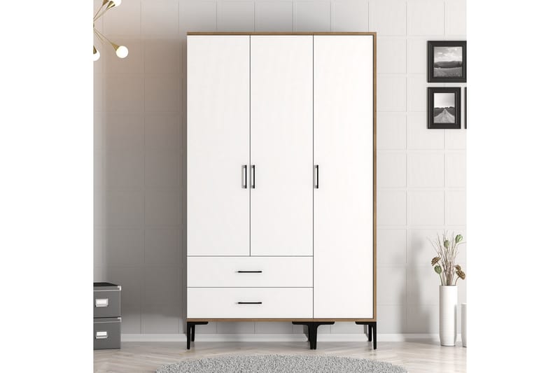 Garderobe Kumsal 120 cm - Brun/Hvit - Oppbevaring - Garderober & garderobesystem