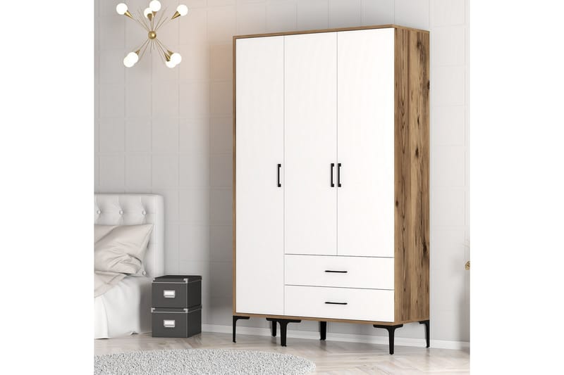 Garderobe Kumsal 120 cm - Brun/Hvit - Oppbevaring - Garderober & garderobesystem