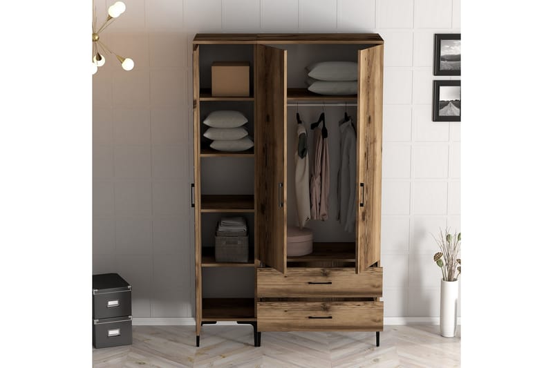 Garderobe Kumsal 120 cm - Valnøtt - Oppbevaring - Garderober & garderobesystem