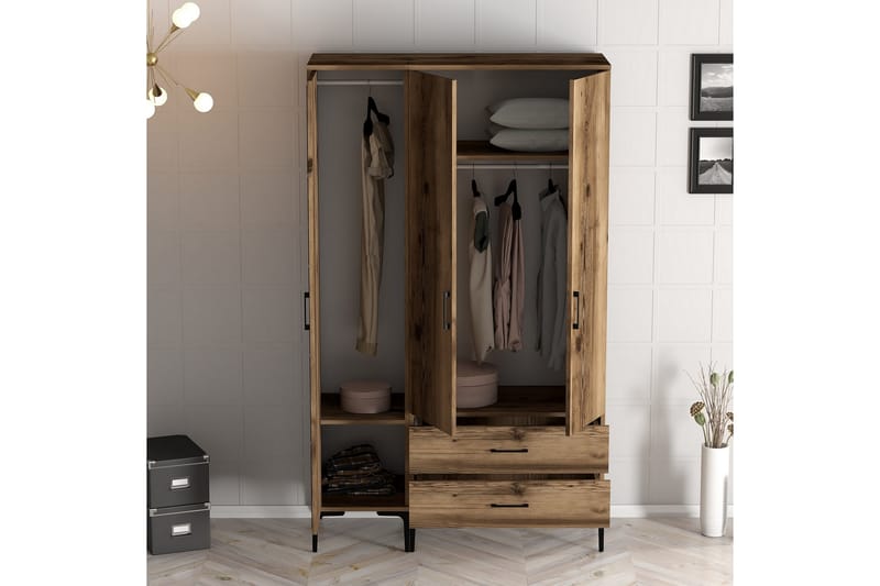 Garderobe Kumsal 120 cm - Valnøtt - Oppbevaring - Garderober & garderobesystem