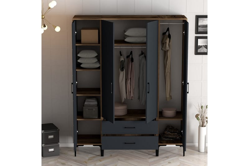 Garderobe Kumsal 160 cm - Antrasitt - Oppbevaring - Garderober & garderobesystem