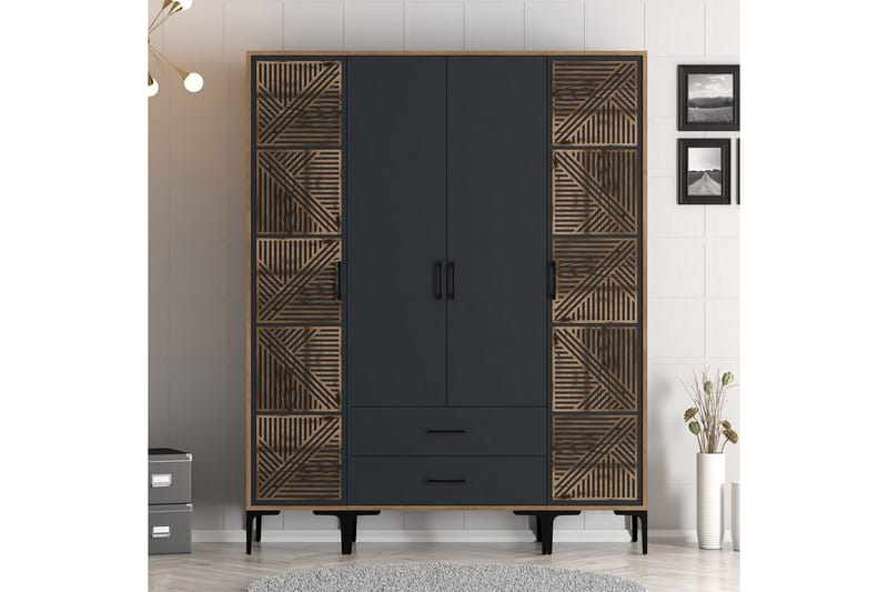 Garderobe Kumsal 160 cm - Antrasitt - Oppbevaring - Garderober & garderobesystem