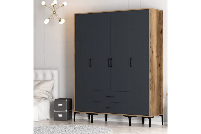 Garderobe Kumsal 160 cm - Antrasitt - Oppbevaring - Garderober & garderobesystem