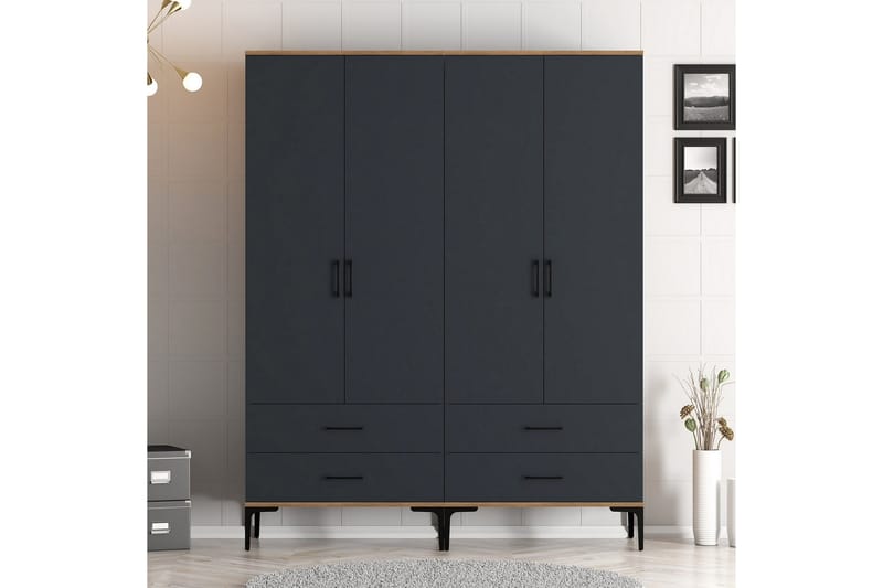 Garderobe Kumsal 160 cm - Antrasitt - Oppbevaring - Garderober & garderobesystem