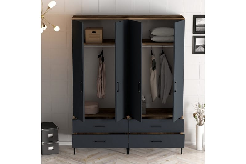 Garderobe Kumsal 160 cm - Antrasitt - Oppbevaring - Garderober & garderobesystem