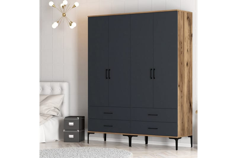 Garderobe Kumsal 160 cm - Antrasitt - Oppbevaring - Garderober & garderobesystem