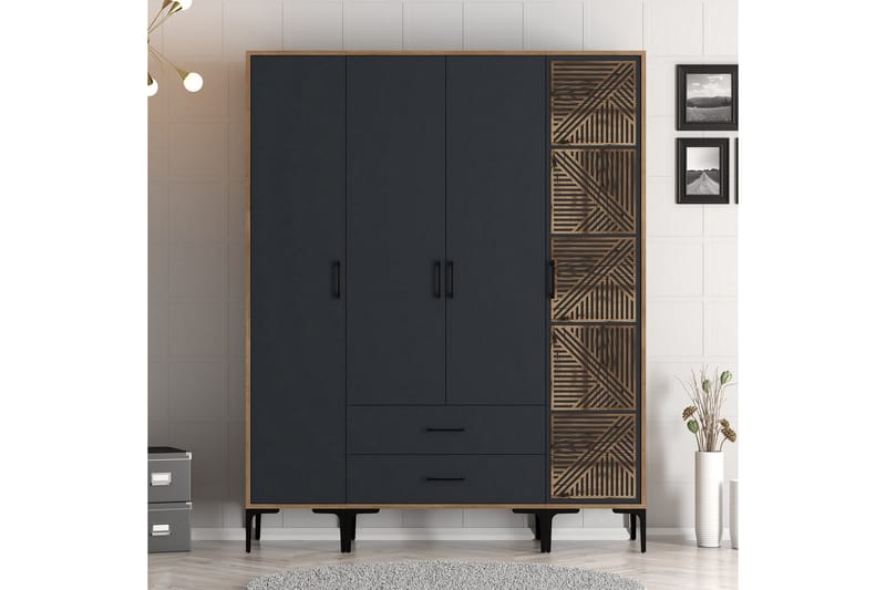 Garderobe Kumsal 160 cm - Antrasitt - Oppbevaring - Garderober & garderobesystem