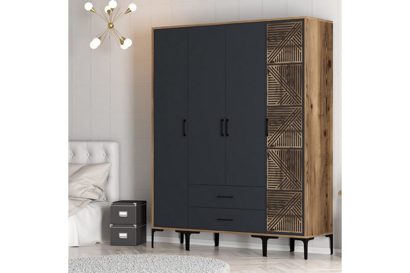 Garderobe Kumsal 160 cm - Antrasitt - Oppbevaring - Garderober & garderobesystem