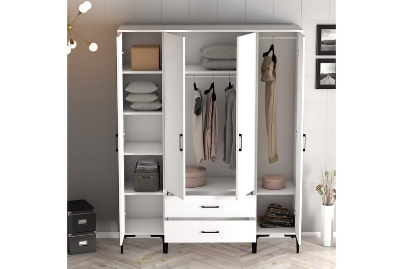 Garderobe Kumsal 160 cm - Hvit - Oppbevaring - Garderober & garderobesystem