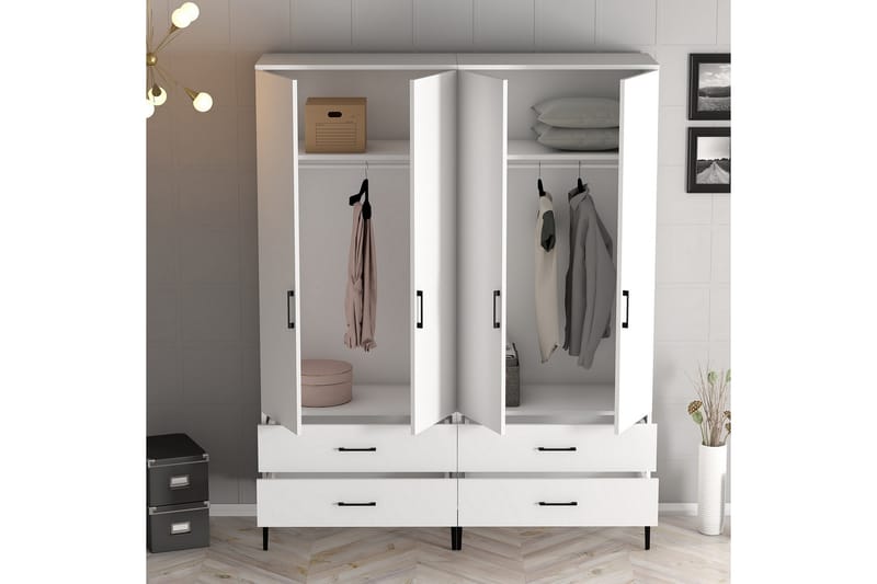 Garderobe Kumsal 160 cm - Hvit - Oppbevaring - Garderober & garderobesystem