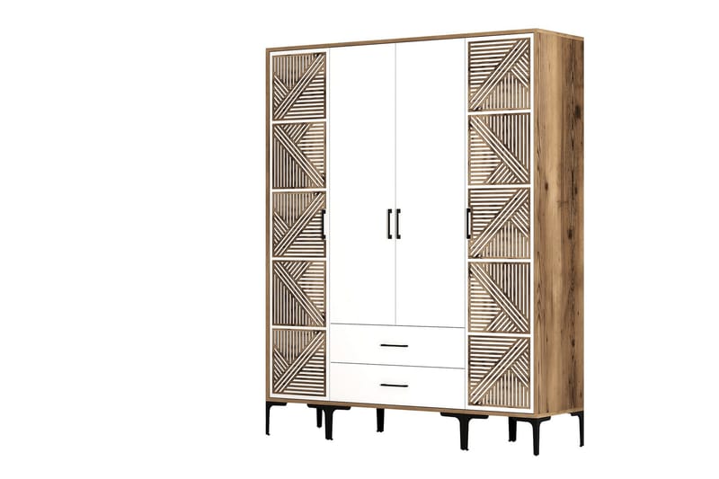 Garderobe Kumsal 160 cm - Hvit/Brun - Oppbevaring - Garderober & garderobesystem