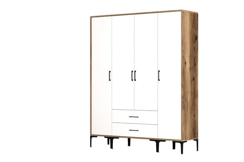 Garderobe Kumsal 160 cm - Hvit/Brun - Oppbevaring - Garderober & garderobesystem