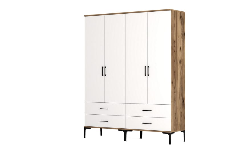 Garderobe Kumsal 160 cm - Hvit/Brun - Oppbevaring - Garderober & garderobesystem