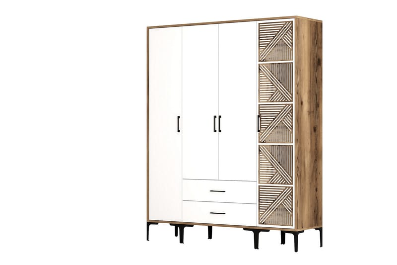 Garderobe Kumsal 160 cm - Hvit/Brun - Oppbevaring - Garderober & garderobesystem