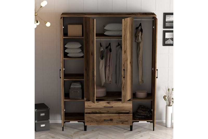 Garderobe Kumsal 160 cm - Valnøtt - Oppbevaring - Garderober & garderobesystem