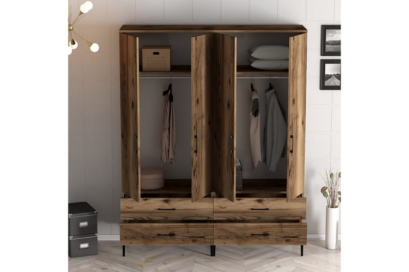 Garderobe Kumsal 160 cm - Valnøtt - Oppbevaring - Garderober & garderobesystem