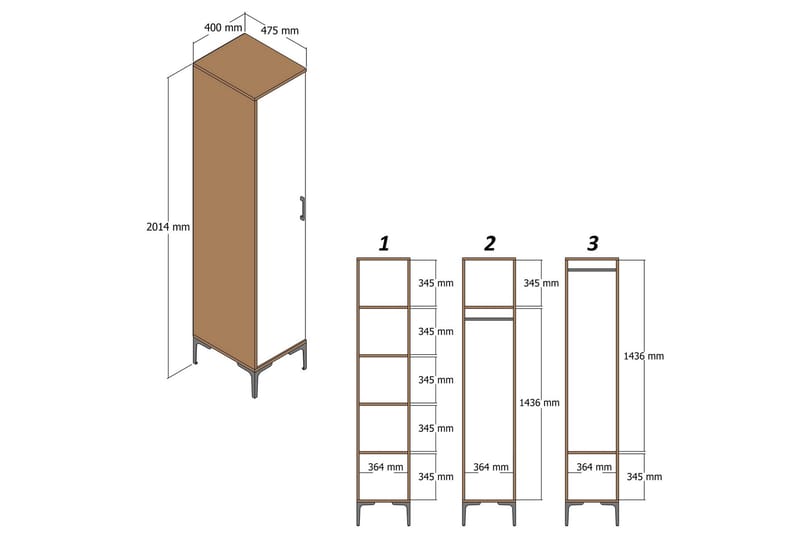 Garderobe Kumsal 40 cm - Hvit - Oppbevaring - Garderober & garderobesystem