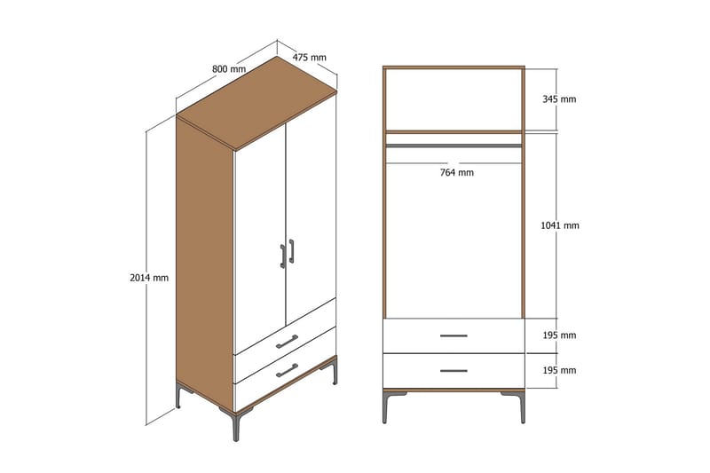 Garderobe Kumsal 80 cm - Antrasitt - Oppbevaring - Garderober & garderobesystem