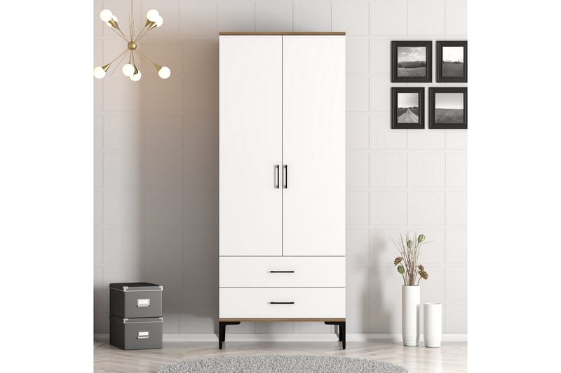 Garderobe Kumsal 80 cm - Brun/Hvit - Oppbevaring - Garderober & garderobesystem