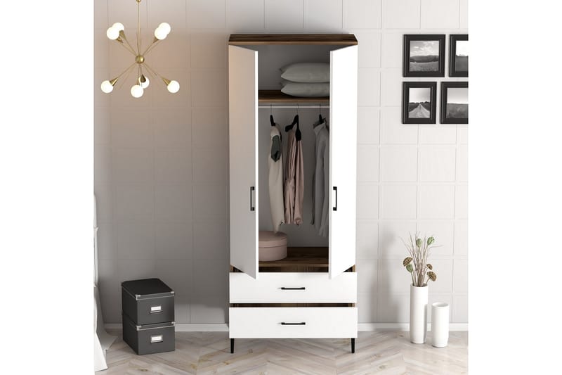 Garderobe Kumsal 80 cm - Brun/Hvit - Oppbevaring - Garderober & garderobesystem