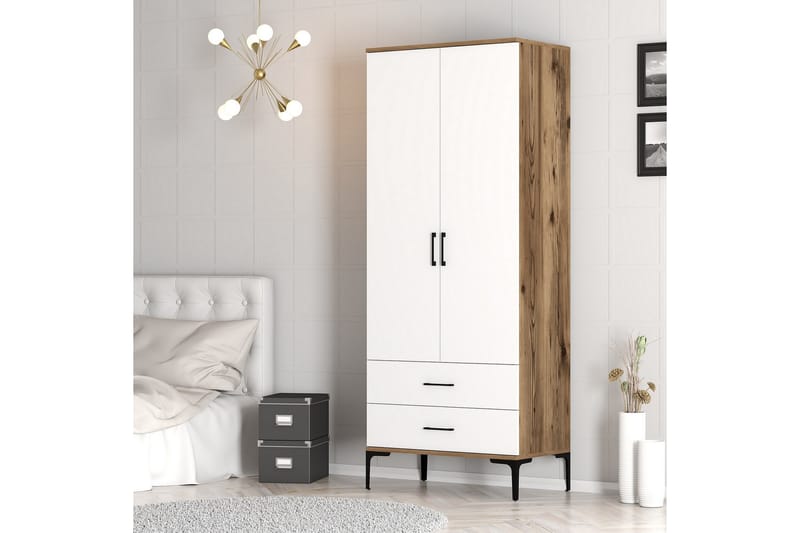 Garderobe Kumsal 80 cm - Brun/Hvit - Oppbevaring - Garderober & garderobesystem