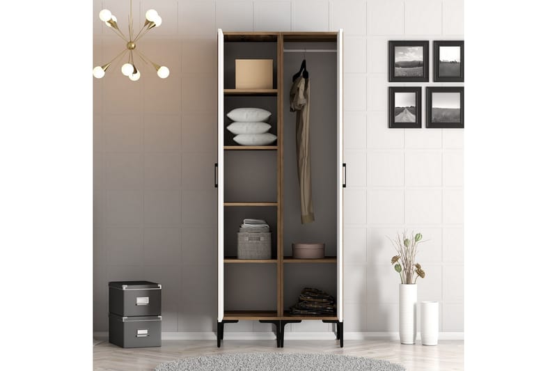 Garderobe Kumsal 80 cm - Brun/Hvit - Oppbevaring - Garderober & garderobesystem