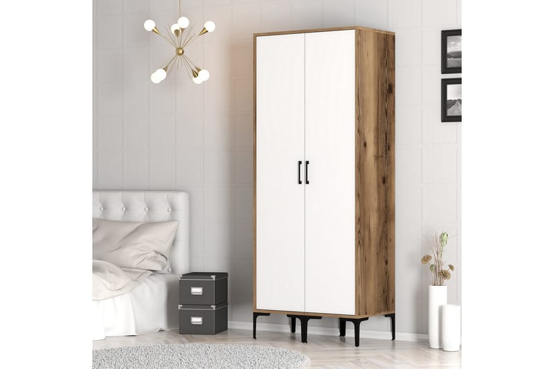 Garderobe Kumsal 80 cm - Brun/Hvit - Oppbevaring - Garderober & garderobesystem