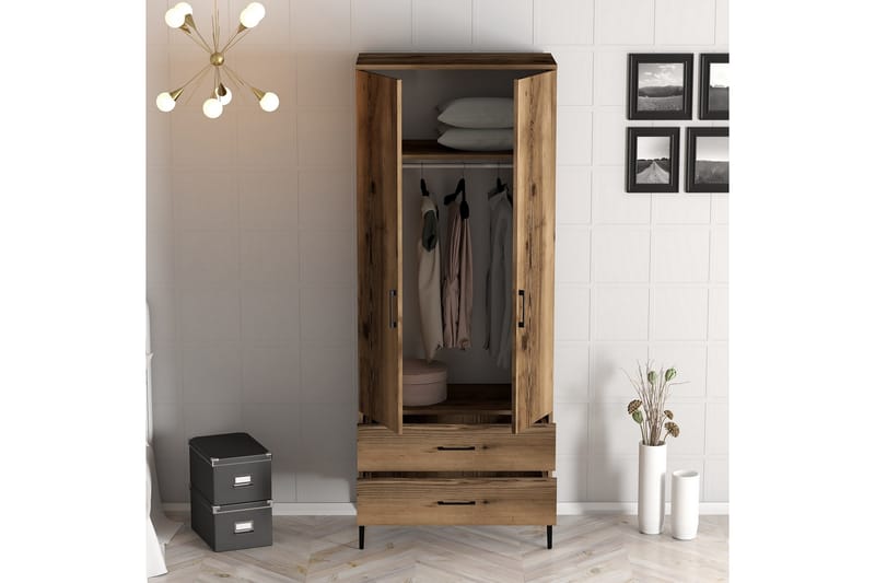 Garderobe Kumsal 80 cm - Valnøtt - Oppbevaring - Garderober & garderobesystem