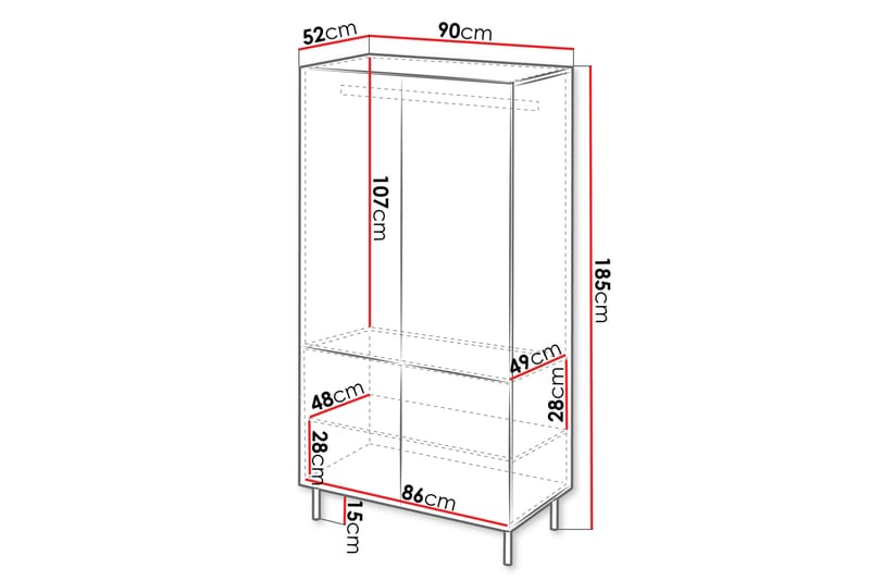 Garderobe Langela 90 cm - Kashmir - Oppbevaring - Garderober & garderobesystem