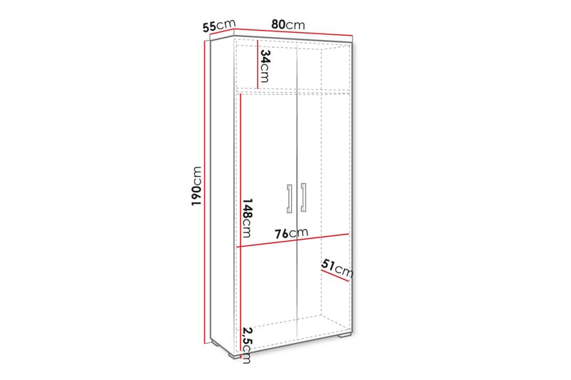 Garderobe Lindesberg 80 cm - Hvit - Oppbevaring - Garderober & garderobesystem