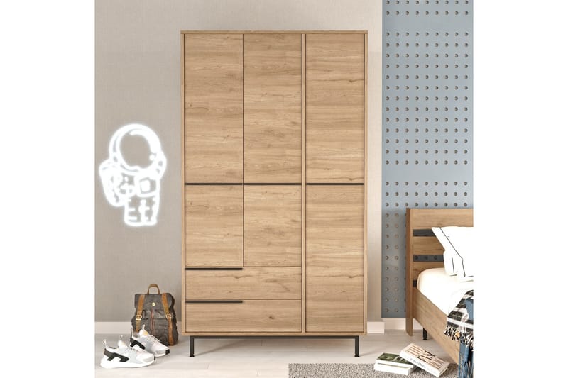 Garderobe Liyakat 112,2 cm - Valnøtt - Oppbevaring - Garderober & garderobesystem