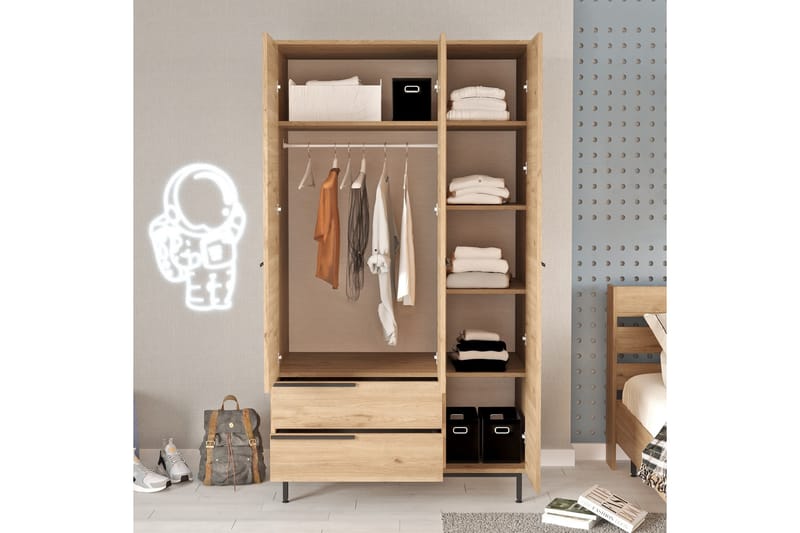 Garderobe Liyakat 112,2 cm - Valnøtt - Oppbevaring - Garderober & garderobesystem