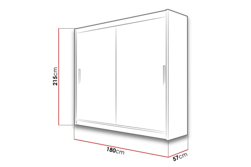 Garderobe London 180x57x215 cm - Hvit - Oppbevaring - Garderober & garderobesystem