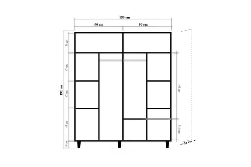 Garderobe Loni 180 cm - Brun - Oppbevaring - Garderober & garderobesystem