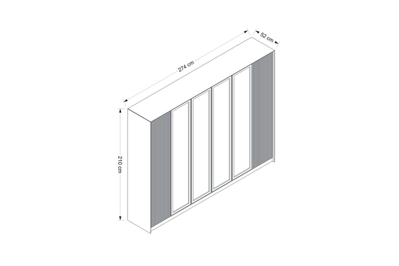 Garderobe Luxe 270 cm - Gull/Hvit - Oppbevaring - Garderober & garderobesystem