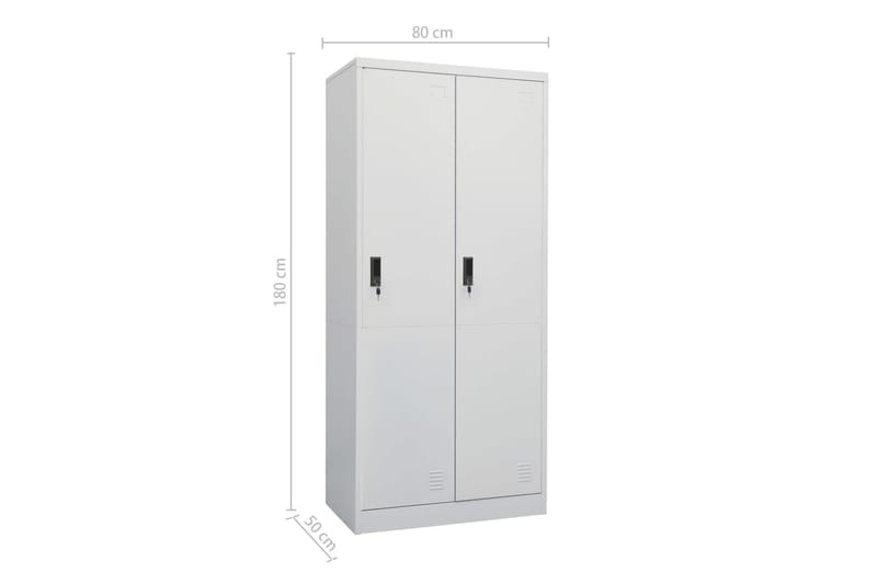 Garderobe lysegrå 80x50x180 cm stål - Grå - Oppbevaring - Garderober & garderobesystem