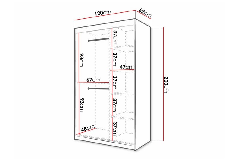 Garderobe m. Speil Dunvegan - Hvid - Garderober & garderobesystem