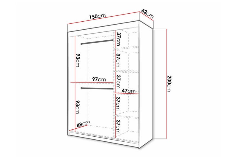 Garderobe m. Speil Dunvegan - Hvid - Garderober & garderobesystem