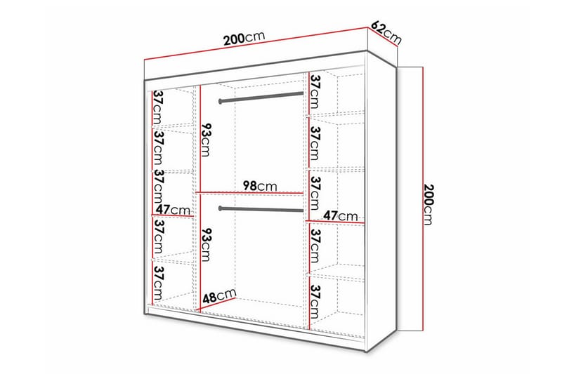 Garderobe m. Speil Dunvegan - Hvid - Garderober & garderobesystem