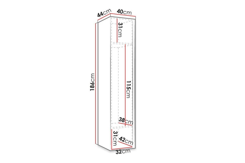 Garderobe m. Speil Dunvegan - Svart - Oppbevaring - Garderober & garderobesystem