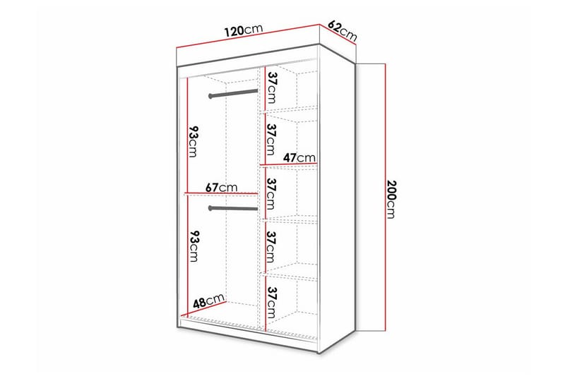 Garderobe m. Speil Dunvegan - Svart - Oppbevaring - Garderober & garderobesystem