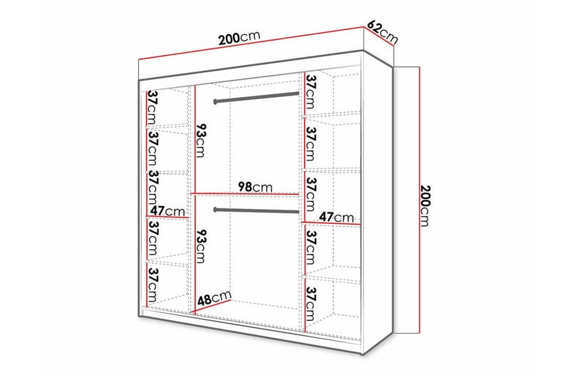 Garderobe m. Speil Dunvegan - Svart - Oppbevaring - Garderober & garderobesystem