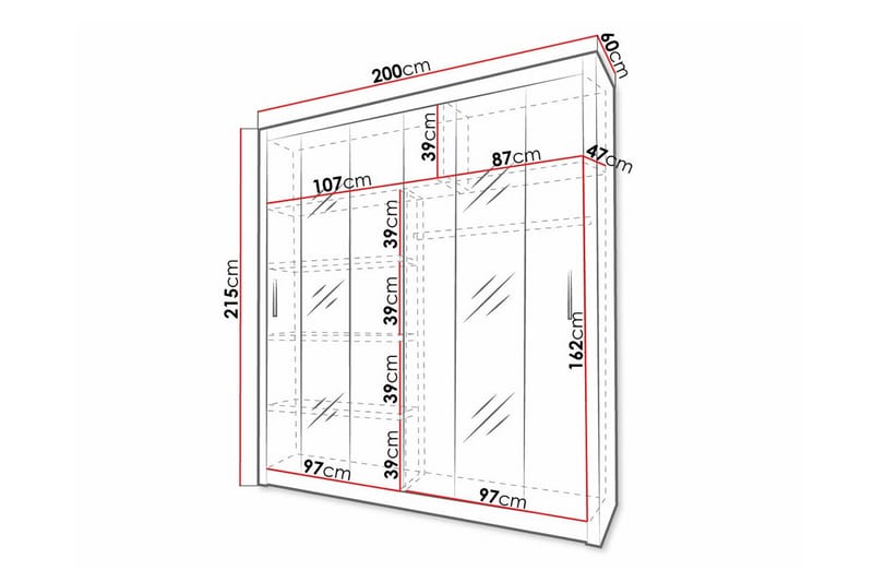 Garderobe m. Speil Edinbane - Hvid - Garderober & garderobesystem