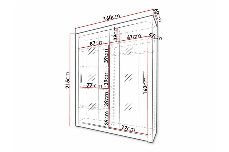 Garderobe m. Speil Edinbane - Hvid - Garderober & garderobesystem