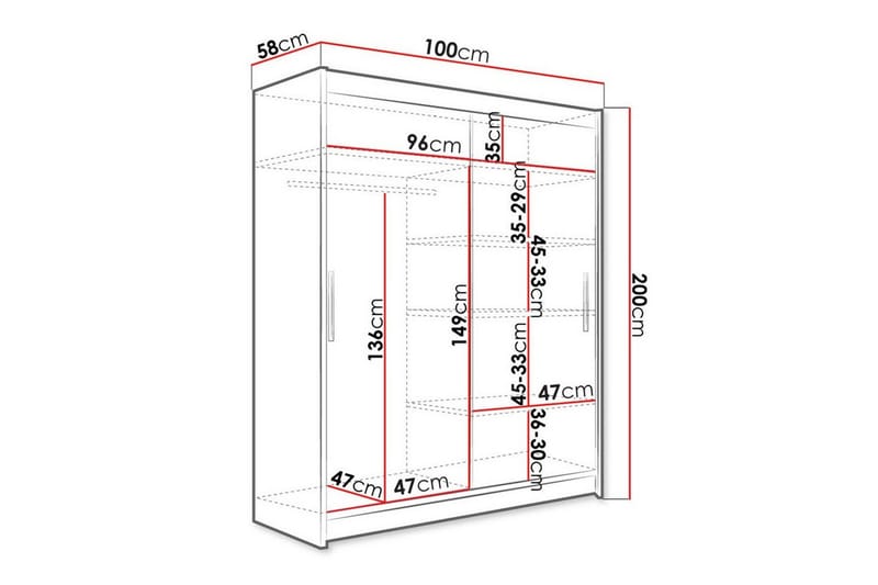 Garderobe m. Speil Glenmore - Svart - Oppbevaring - Garderober & garderobesystem