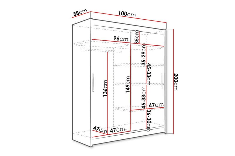 Garderobe m. Speil Glenmore - Svart - Oppbevaring - Garderober & garderobesystem