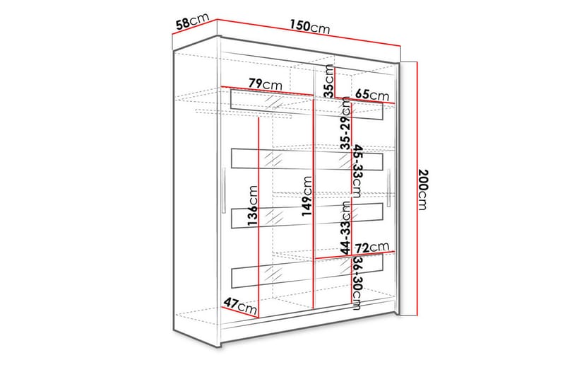 Garderobe Maskbo 150x200 cm - Svart - Oppbevaring - Garderober & garderobesystem